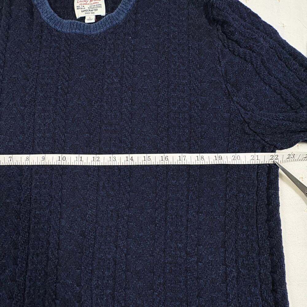 Lucky Brand True Indigo Cable Knit Sweater Men's L Blue Casual Preppy - Picture 8 of 9